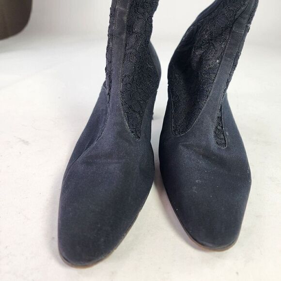 Yves Saint Laurent Womens Applique Lace Back Zip Tall Boot US 10 Black Heel Boot - Picture 9 of 14